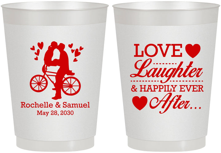 Personalized Wedding 10 oz Frosted Cups - Love Laughter Happily | 376