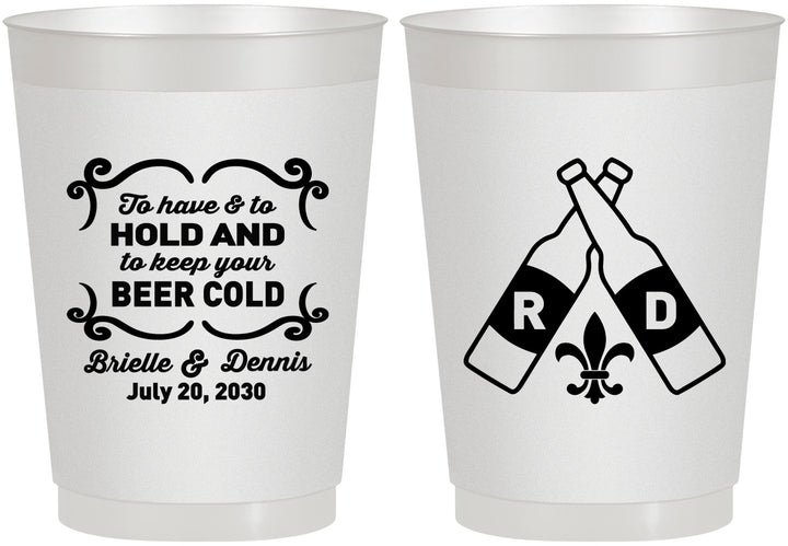 Personalized Wedding 10 oz Frosted Cups - Fleur De Lis | 378
