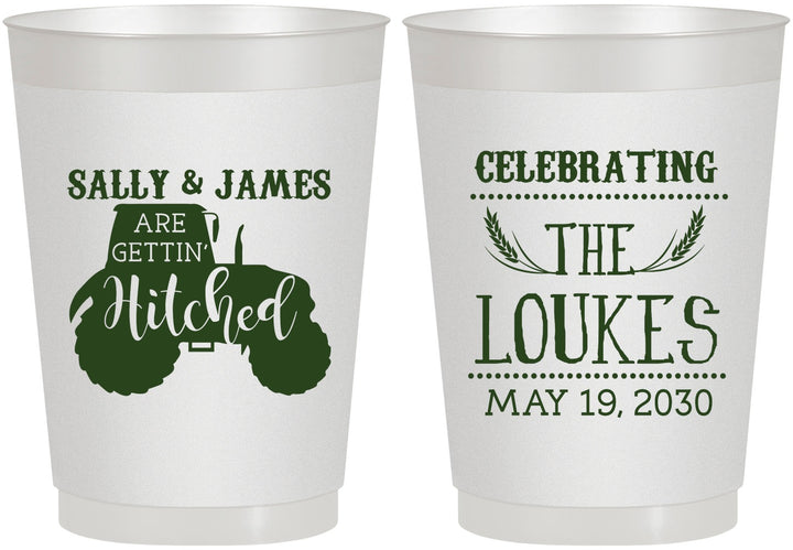 Personalized Wedding 10 oz Frosted Cups - Tractor | 381