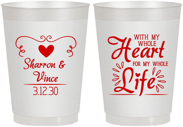 Personalized Wedding 10 oz Frosted Cups - Heart Life | 387
