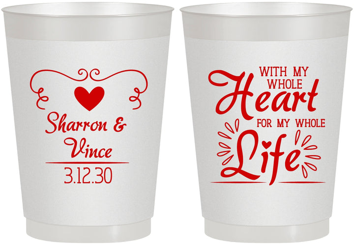 Personalized Wedding 10 oz Frosted Cups - Heart Life | 387