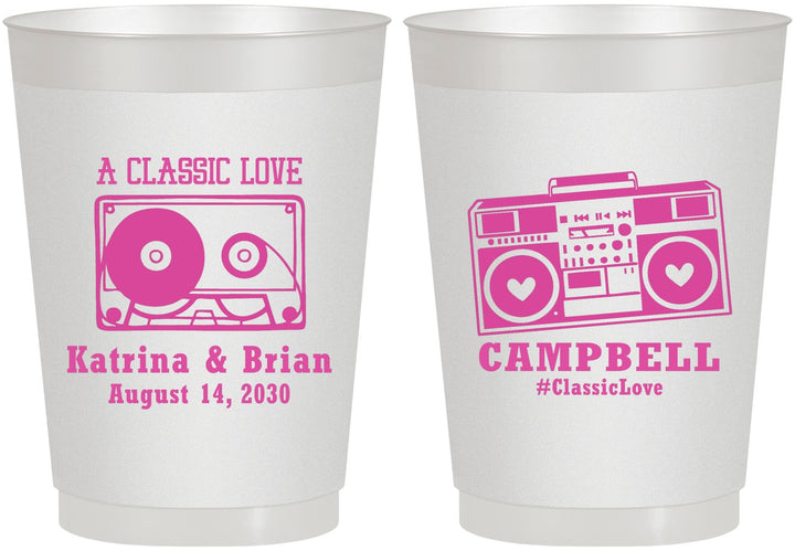 Personalized Wedding 10 oz Frosted Cups - Class Love Cassette Tape | 389