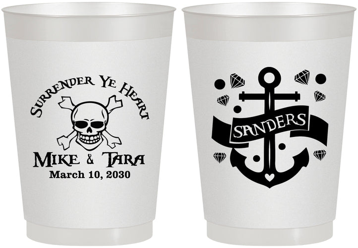 Personalized Wedding 10 oz Frosted Cups - Anchor Nautical | 391