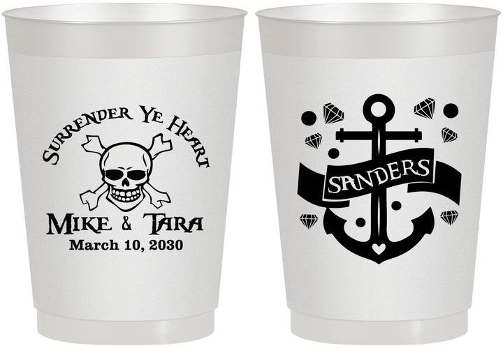 Personalized Wedding 10 oz Frosted Cups - Anchor Nautical | 391