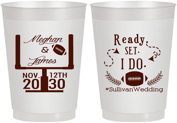 Personalized Wedding 10 oz Frosted Cups - Football | 394