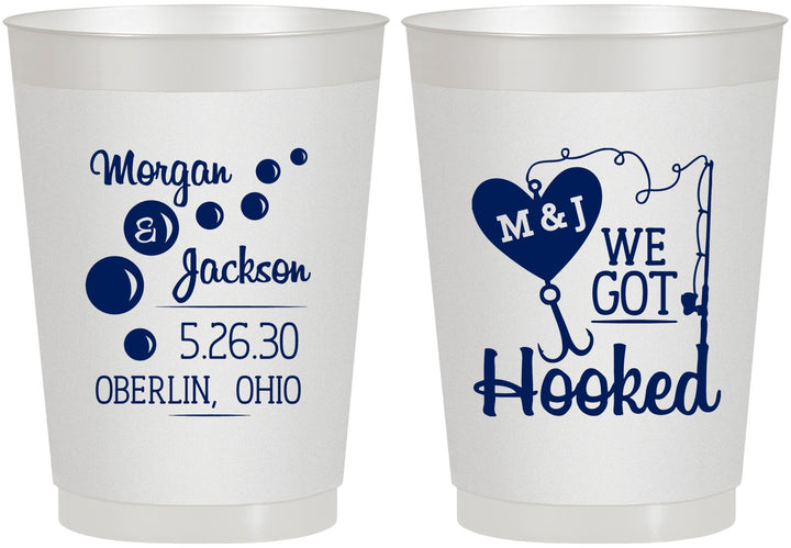 Personalized Wedding 10 oz Frosted Cups - We Got Hooked Fish | 396