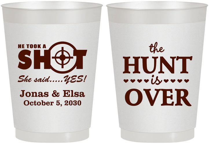 Personalized Wedding 10 oz Frosted Cups - The Hunt Is Over | 400