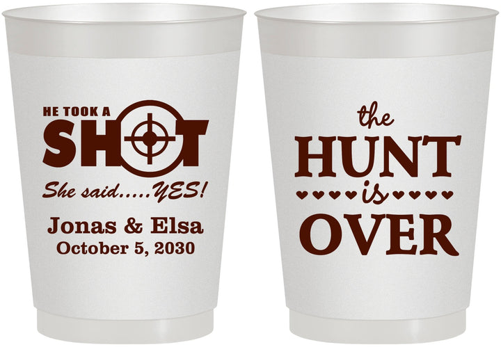 Personalized Wedding 10 oz Frosted Cups - The Hunt Is Over | 400