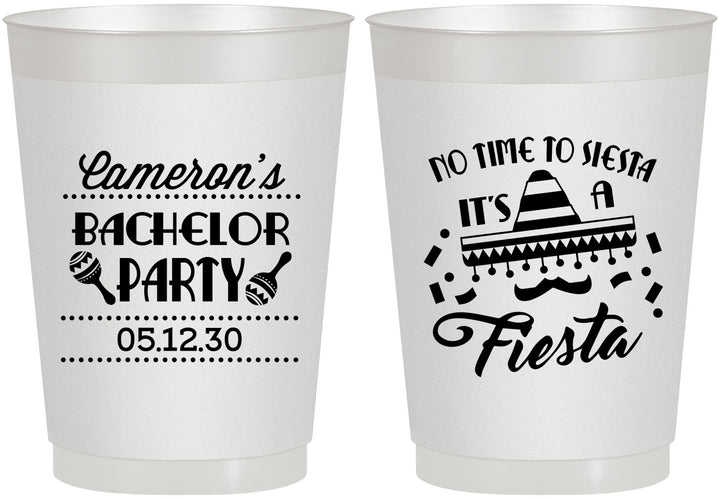 Personalized Bachelor Party 10 oz Frosted Cups - Siesta Fiesta Mexican | 40000