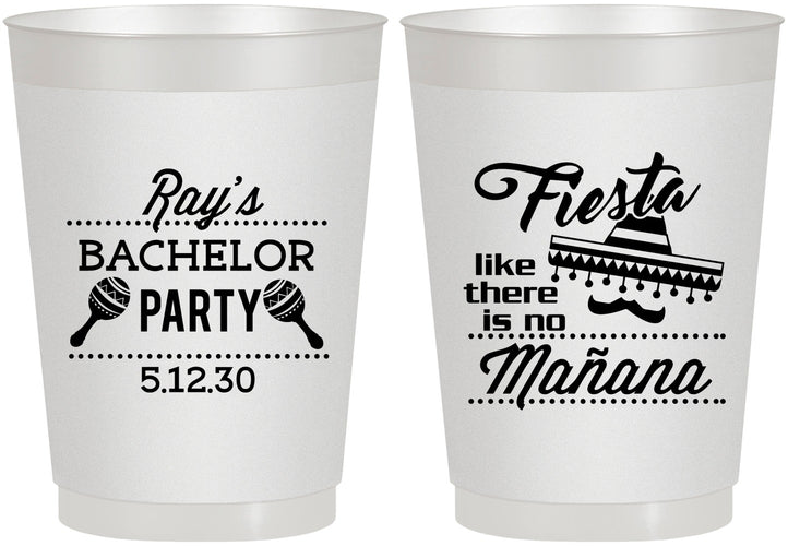 Personalized Bachelor Party 10 oz Frosted Cups - Fiesta No Manana | 40002