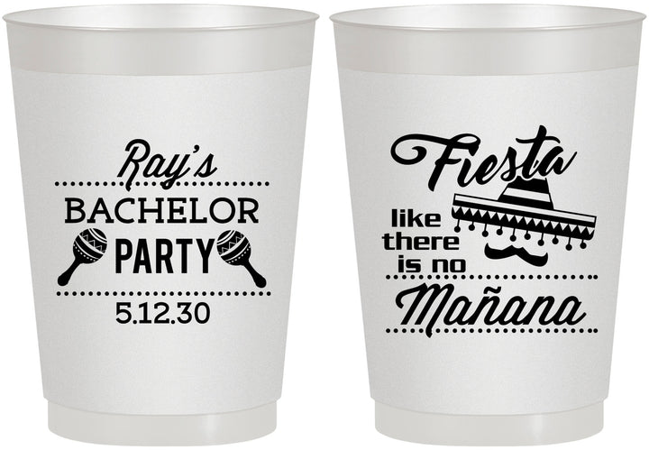 Personalized Bachelor Party 10 oz Frosted Cups - Fiesta No Manana | 40002