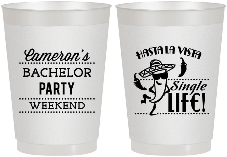 Personalized Bachelor Party 10 oz Frosted Cups - Hast La Vista Single Life | 40003