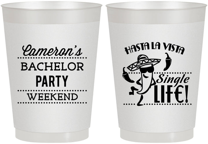 Personalized Bachelor Party 10 oz Frosted Cups - Hast La Vista Single Life | 40003