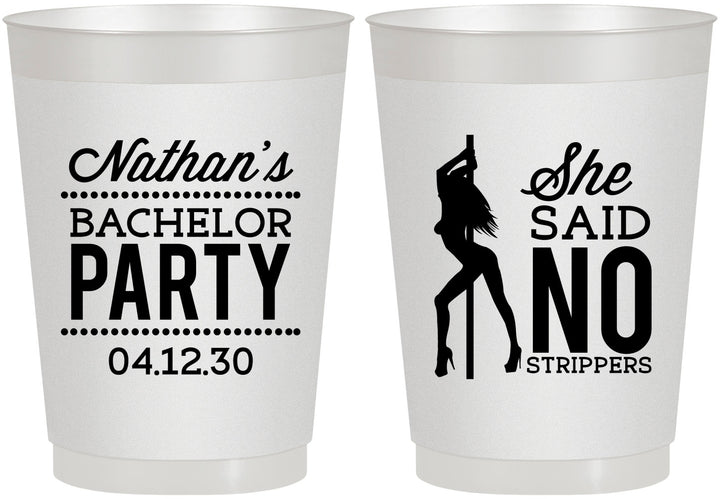 Personalized Bachelor Party 10 oz Frosted Cups - She Said No Strip Club | 40005
