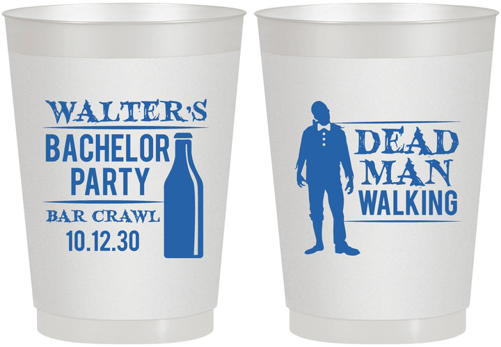 Personalized Bachelor Party 10 oz Frosted Cups - Dead Man Walking | 40011