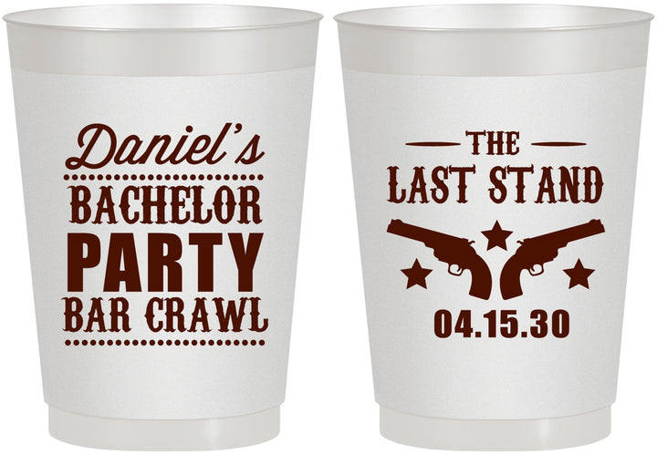 Personalized Bachelor Party 10 oz Frosted Cups - The Last Stand | 40016
