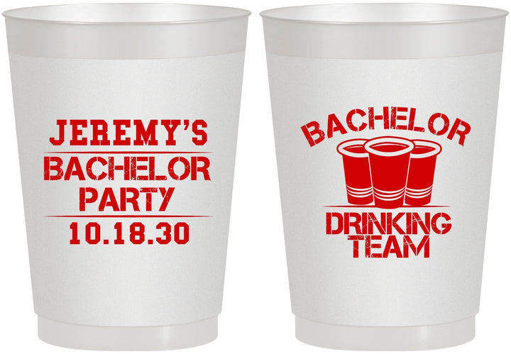 Personalized Bachelor Party 10 oz Frosted Cups - Drinking Team | 40020