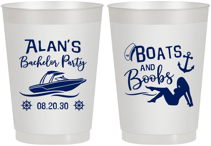 Personalized Bachelor Party 10 oz Frosted Cups - Nautical Boats | 40021