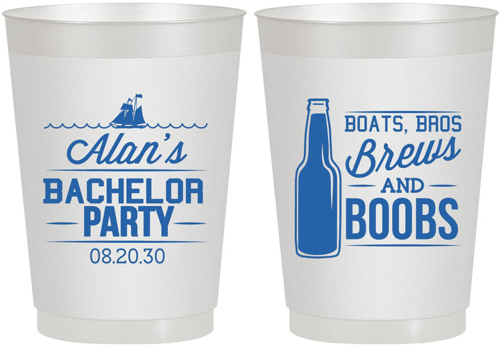 Personalized Bachelor Party 10 oz Frosted Cups - Brews And Boobs | 40022
