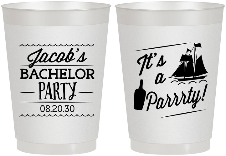 Personalized Bachelor Party 10 oz Frosted Cups - Boat | 40023