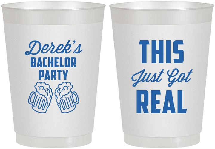 Personalized Bachelor Party 10 oz Frosted Cups - Just Got Real | 40024