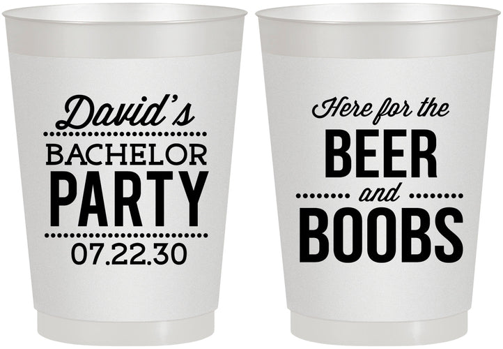 Personalized Bachelor Party 10 oz Frosted Cups - Beer And Boobs | 40027