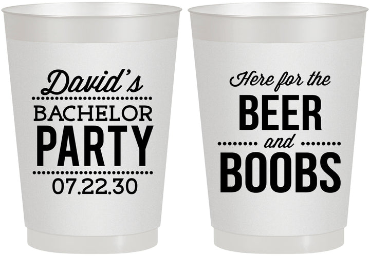 Personalized Bachelor Party 10 oz Frosted Cups - Beer And Boobs | 40027