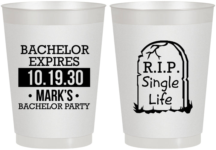 Personalized Bachelor Party 10 oz Frosted Cups - Rip Single Life | 40028
