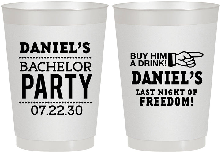 Personalized Bachelor Party 10 oz Frosted Cups - Last Night Of Freedom | 40029