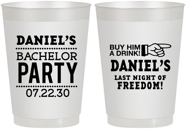 Personalized Bachelor Party 10 oz Frosted Cups - Last Night Of Freedom | 40029