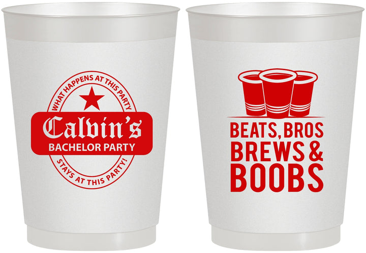 Personalized Bachelor Party 10 oz Frosted Cups - Brews And Boobs | 40031