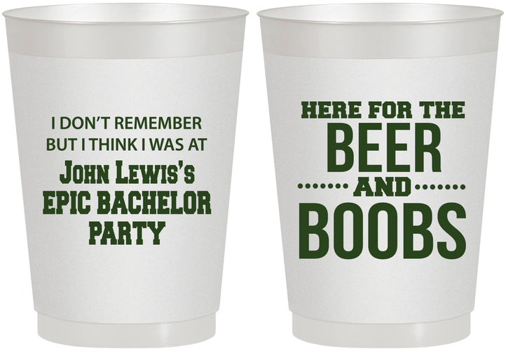 Personalized Bachelor Party 10 oz Frosted Cups - Beer And Boobs | 40039