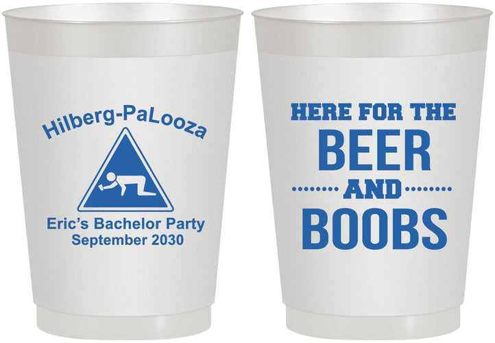 Personalized Bachelor Party 10 oz Frosted Cups - Beer And Boobs | 40040