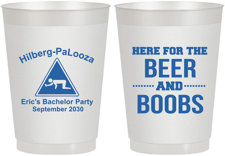 Personalized Bachelor Party 10 oz Frosted Cups - Beer And Boobs | 40040