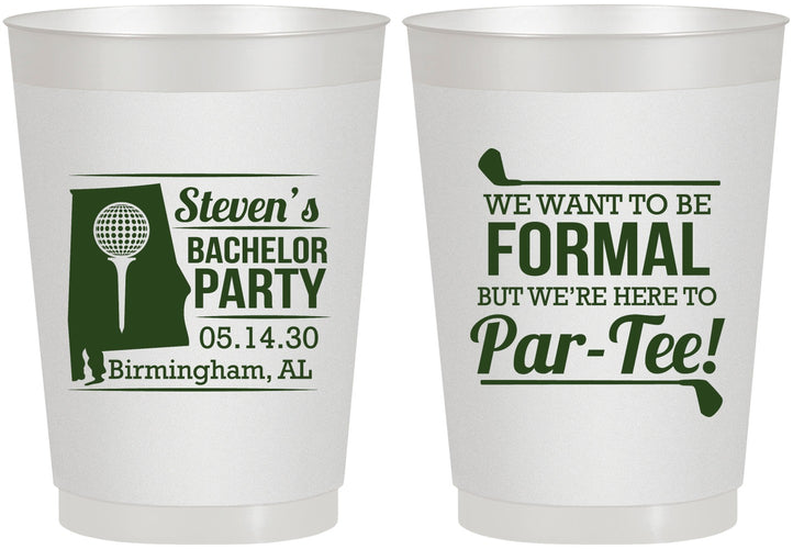 Personalized Bachelor Party 10 oz Frosted Cups - Golf Par Tee | 40043