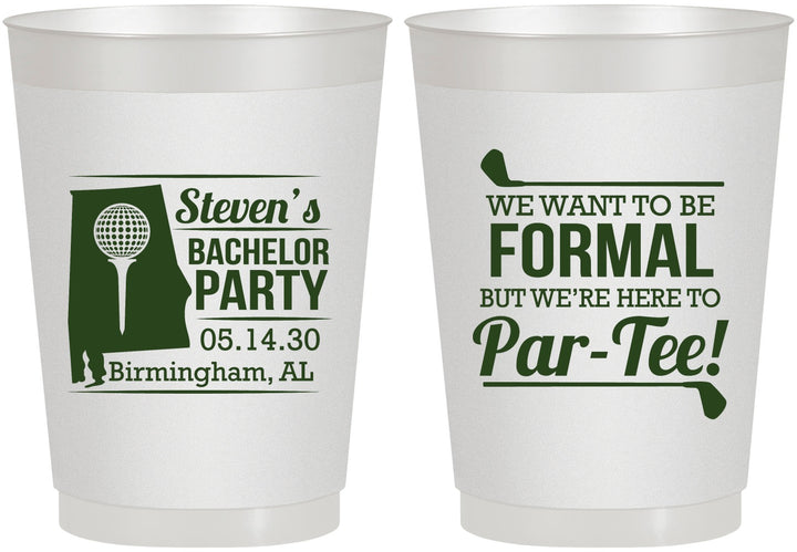 Personalized Bachelor Party 10 oz Frosted Cups - Golf Par Tee | 40043