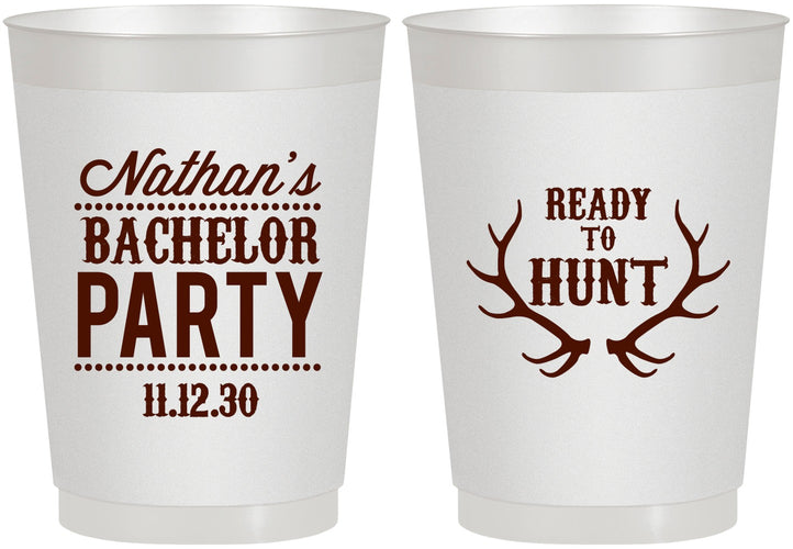 Personalized Bachelor Party 10 oz Frosted Cups - Ready To Hunt | 40044