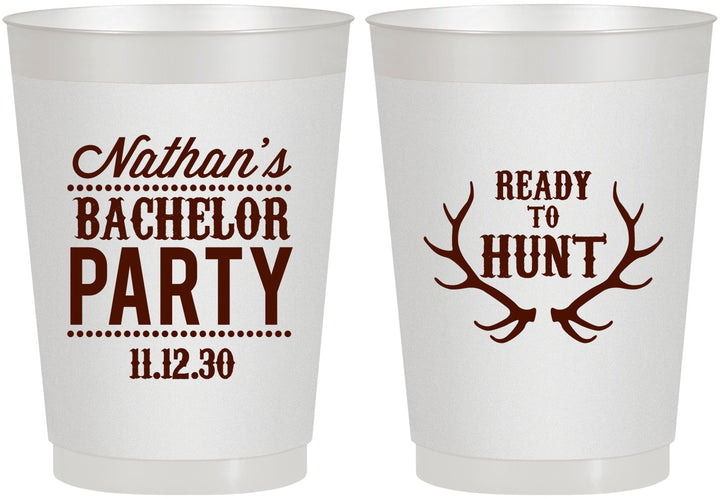 Personalized Bachelor Party 10 oz Frosted Cups - Ready To Hunt | 40044