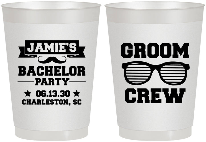 Personalized Bachelor Party 10 oz Frosted Cups - Groom Crew | 40047