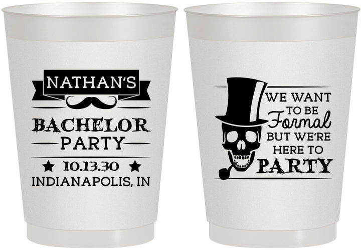 Personalized Bachelor Party 10 oz Frosted Cups - Formal Skeleton | 40048