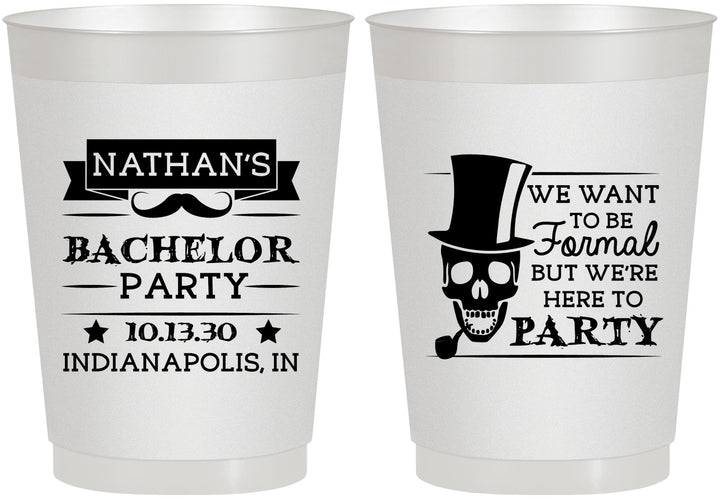 Personalized Bachelor Party 10 oz Frosted Cups - Formal Skeleton | 40048