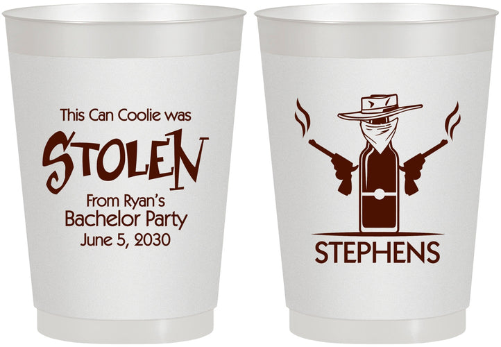 Personalized Bachelor Party 10 oz Frosted Cups - Stolen | 40049