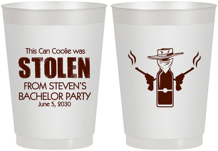 Personalized Bachelor Party 10 oz Frosted Cups - Stolen | 40053
