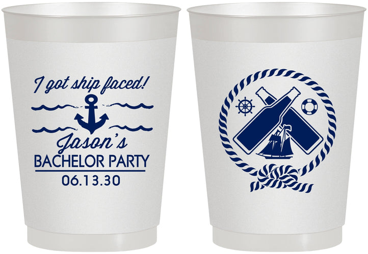 Personalized Bachelor Party 10 oz Frosted Cups - Anchor | 40054
