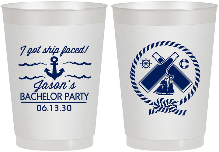 Personalized Bachelor Party 10 oz Frosted Cups - Anchor | 40054