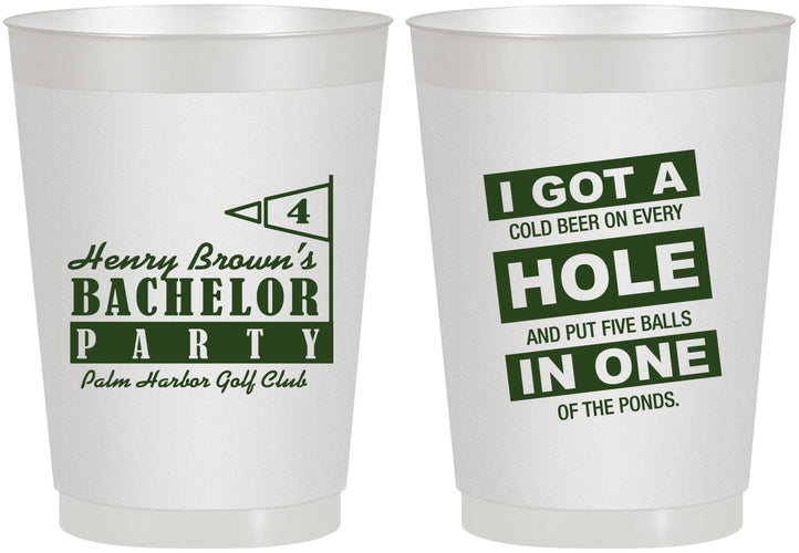 Personalized Bachelor Party 10 oz Frosted Cups - Golf | 40055