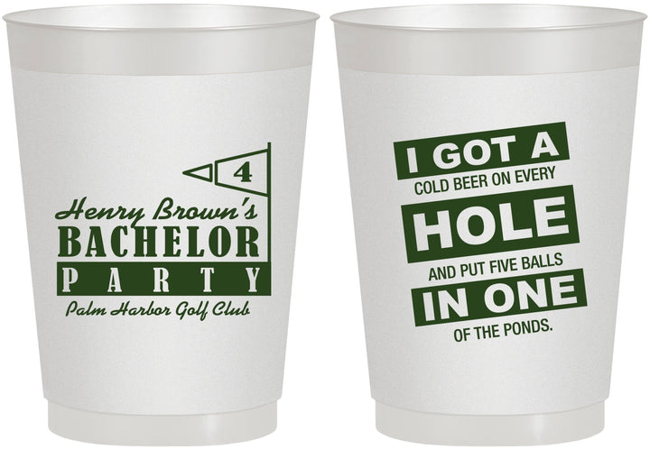 Personalized Bachelor Party 10 oz Frosted Cups - Golf | 40055