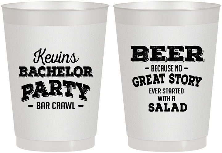 Personalized Bachelor Party 10 oz Frosted Cups - Great Story | 40057