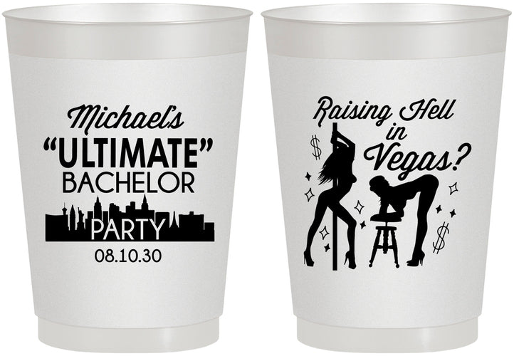 Personalized Bachelor Party 10 oz Frosted Cups - Last Vegas | 40062