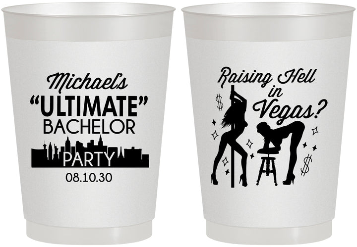 Personalized Bachelor Party 10 oz Frosted Cups - Last Vegas | 40062